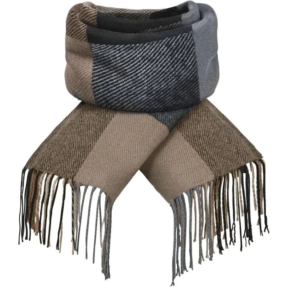Women's brown Red Lattice Scarf Fashion Long Plaid Shawls Wraps Big Grid Winter